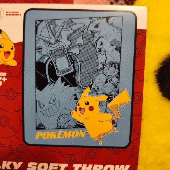 Pokémon 40" X 50" Pikachu Silky Soft Throw Blanket Machine Washable Blue Yellow - Picture 3 of 6